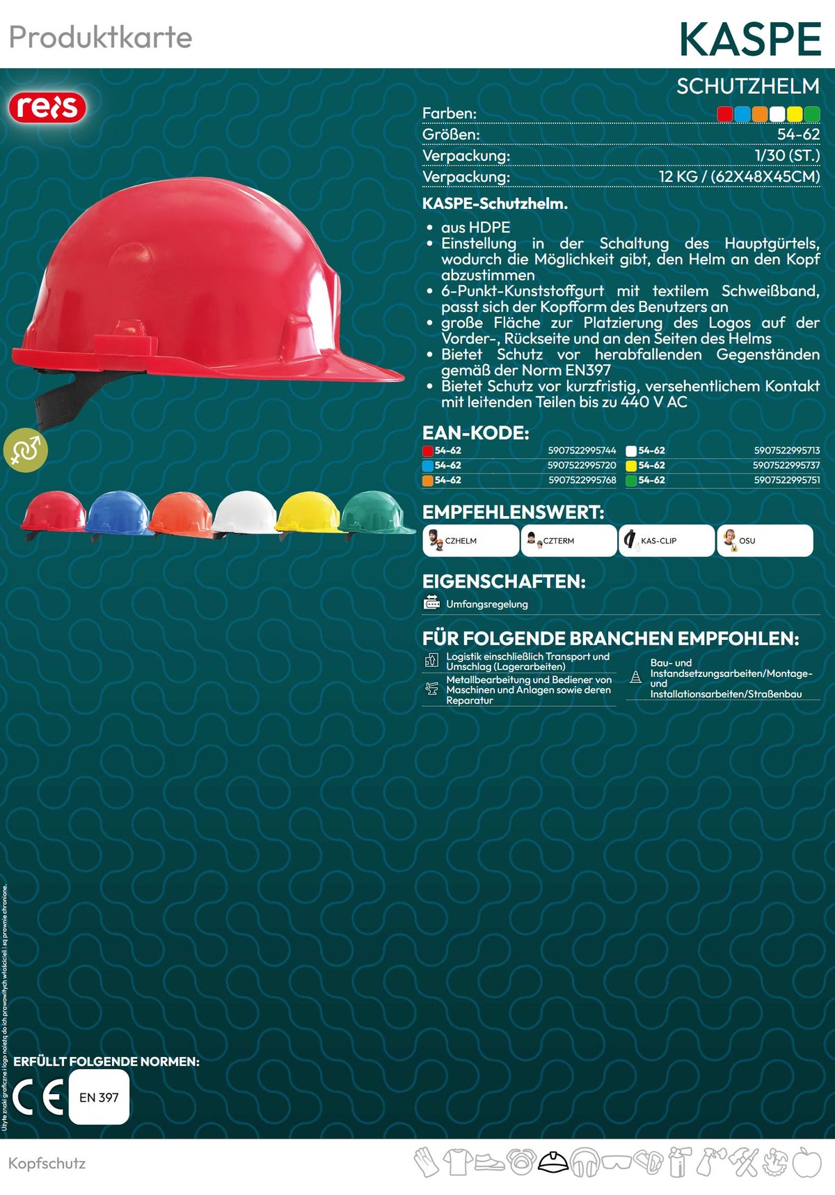 REIS KASPE Schutzhelm  Größe 54–62 cm