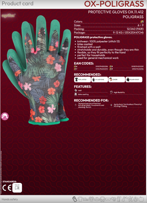 OGRIFOX OX-POLIGRASS Arbeitshandschuhe – flexibel, latexbeschichtet & komfortabel