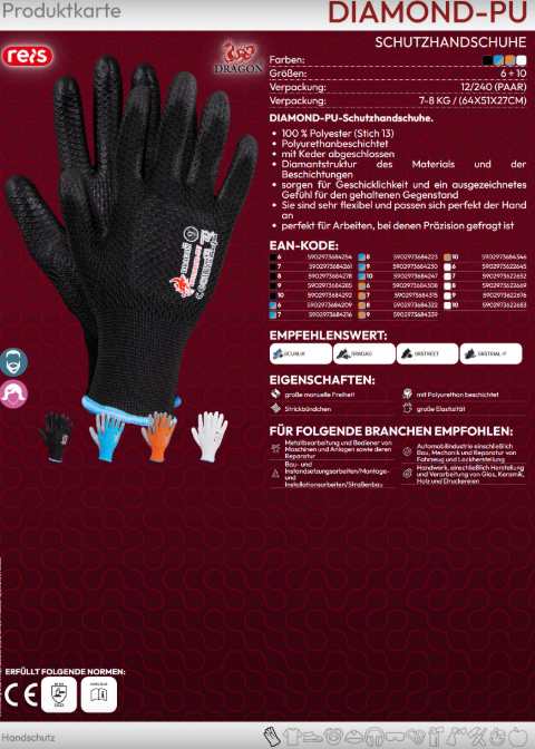REIS DRAGONER DIAMOND-PU Schutzhandschuhe