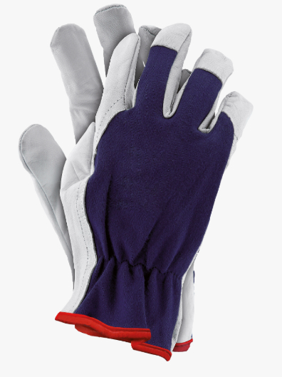 OGRIFOX INPAK Schutzhandschuhe aus Ziegenleder – dunkelblau/weiß