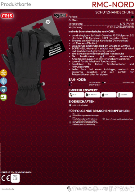 REIS MECHANICS GLOVES NORD Softshell-Winterhandschuhe